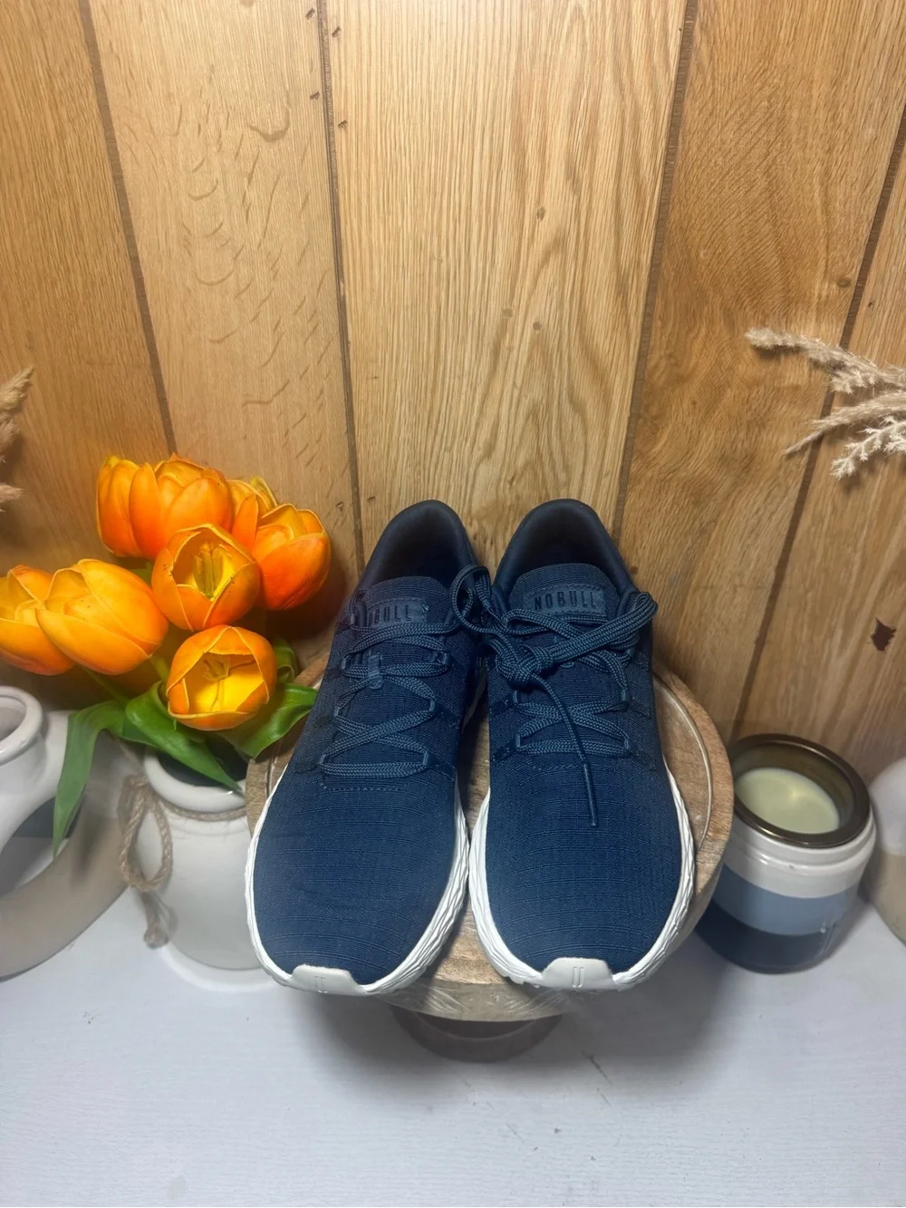NOBULL Navy Blue Knit Trainer with White Sole